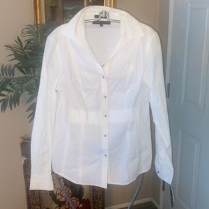 New Anne Klein Stretch Very Pretty White Dress Shirt Sz 8
